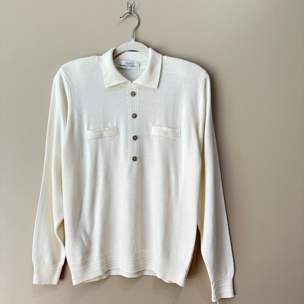 Vintage Marks & Spencer Knit Off White Oversized Sweater